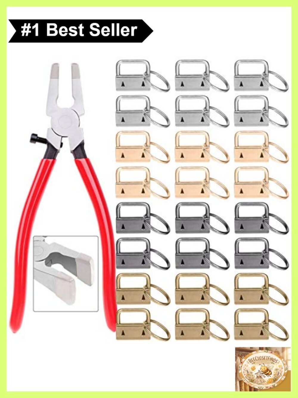 Key Fob Hardware Set 40pc 1 Inch Keychain Wristlet Lanyard Making Supplies